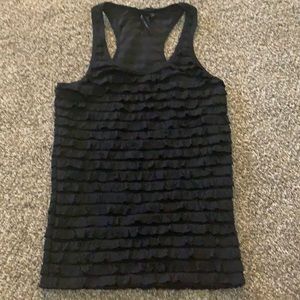 Small black ruffle razor back tank/stretch